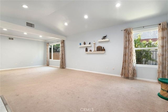 8303 Topeka Dr, Northridge, CA 91324 - carpeted empty room with vaulted ceiling and recessed lighting