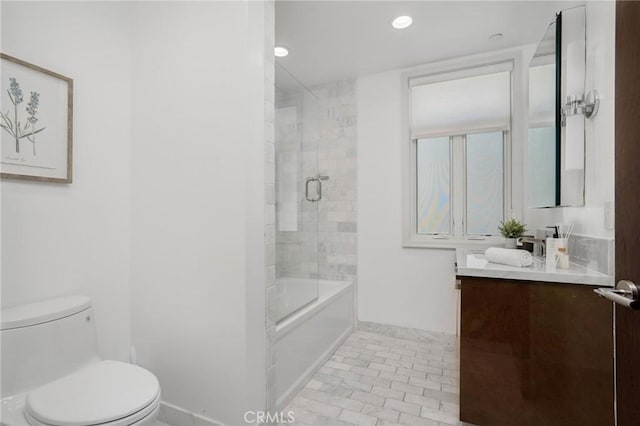 447 N Doheny Dr Unit 104, Beverly Hills, CA 90210 - bathroom featuring vanity, shower / bath combination with glass door, and recessed lighting
