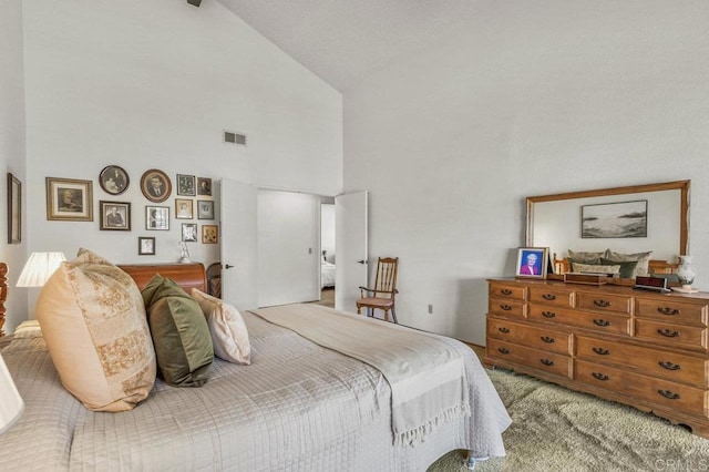 5420 Mirar Ct, Bonita, CA 91902 - bedroom featuring high vaulted ceiling and carpet flooring