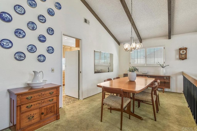 5420 Mirar Ct, Bonita, CA 91902 - dining area with a chandelier, light carpet, and a textured ceiling