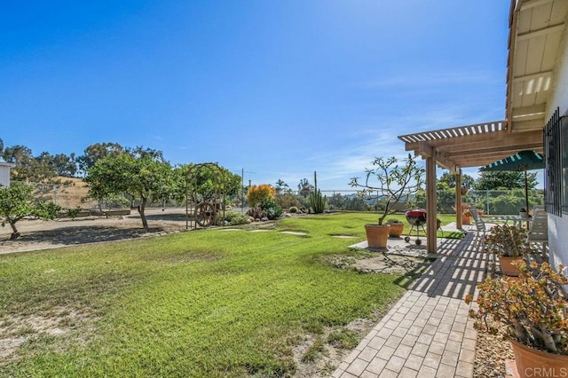 5420 Mirar Ct, Bonita, CA 91902 - view of green lawn featuring a pergola and a patio area