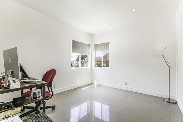 10609 Fernglen Ave, Tujunga, CA 91042 - home office featuring recessed lighting and tile patterned floors