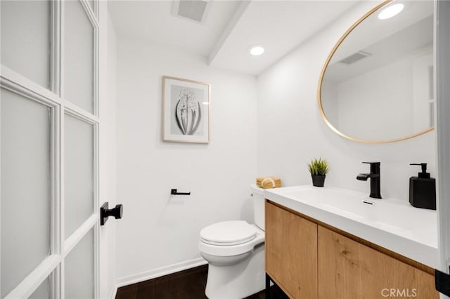 11601 Montana Ave Unit 7, Los Angeles, CA 90049 - bathroom featuring vanity, recessed lighting, and wood finished floors
