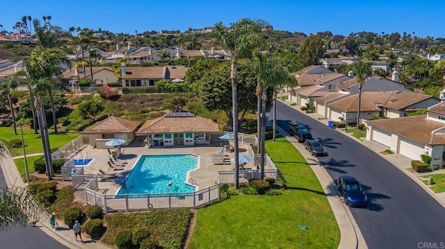 4843 Flying Cloud Way, Carlsbad, CA 92008 - aerial view of residential area featuring a pool area