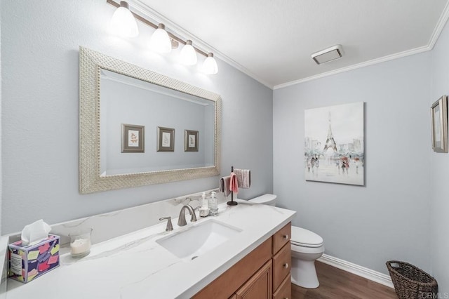 4843 Flying Cloud Way, Carlsbad, CA 92008 - bathroom with wood finished floors, vanity, and ornamental molding