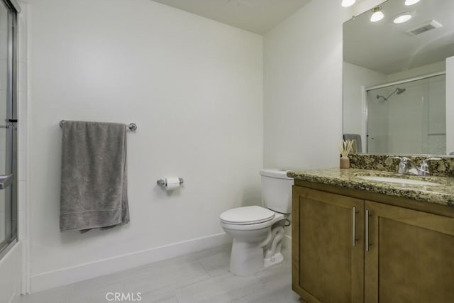 411 W Seaside Way Unit 402, Long Beach, CA 90802 - full bathroom with an enclosed shower, vanity, and tile patterned flooring