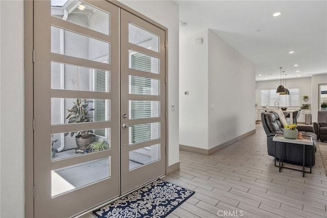1938 N Frontier St, Hanford, CA 93230 - entryway featuring french doors, light wood finished floors, and recessed lighting