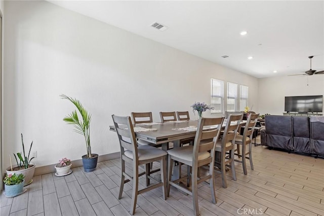 1938 N Frontier St, Hanford, CA 93230 - dining space with wood finish floors, recessed lighting, and a ceiling fan