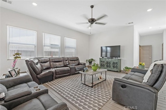1938 N Frontier St, Hanford, CA 93230 - living room with a ceiling fan and recessed lighting