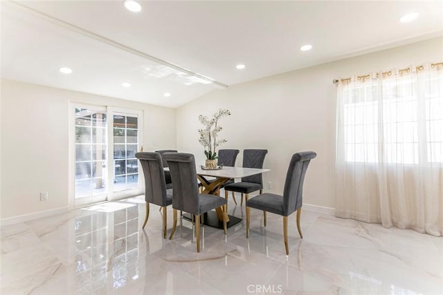11063 White Oak Ave, Granada Hills, CA 91344 - dining space featuring recessed lighting and marble finish floors