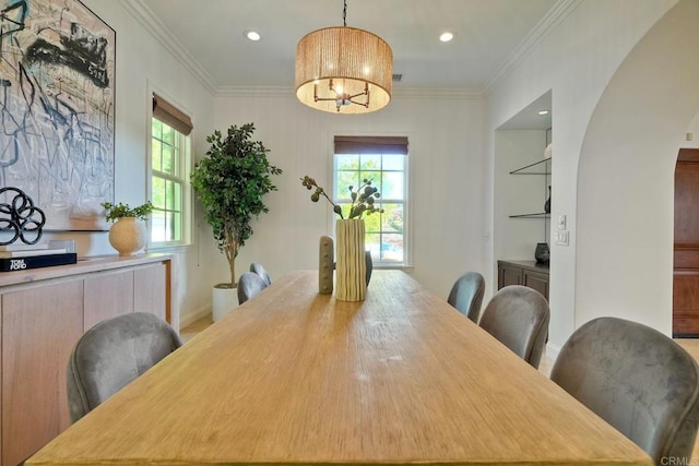 14317 Salida Del Sol, San Diego, CA 92127 - dining room featuring healthy amount of natural light, recessed lighting, and ornamental molding