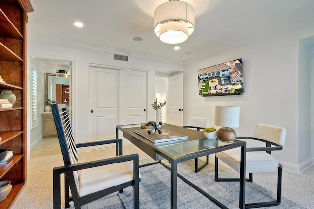 14317 Salida Del Sol, San Diego, CA 92127 - home office featuring recessed lighting, ornamental molding, and light colored carpet
