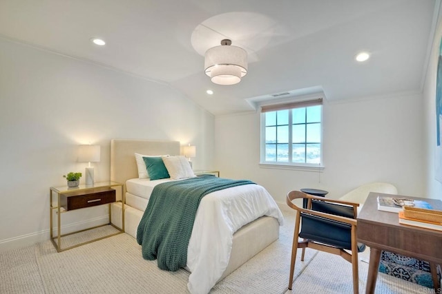 14317 Salida Del Sol, San Diego, CA 92127 - carpeted bedroom with recessed lighting, lofted ceiling, and ornamental molding