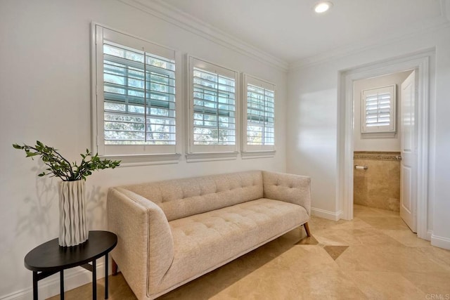 14317 Salida Del Sol, San Diego, CA 92127 - living area featuring healthy amount of natural light, crown molding, recessed lighting, and light tile patterned floors