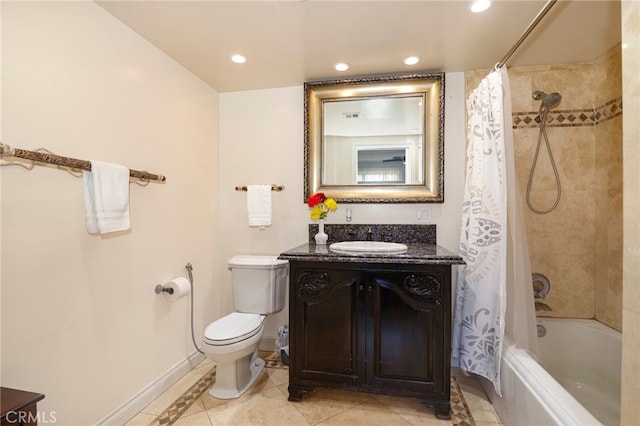 2350 Oak Park Rd, Glendora, CA 91741 - full bath featuring vanity, shower / tub combo, tile patterned floors, and recessed lighting