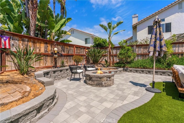 401 Lupine Way, Oceanside, CA 92057 - fenced backyard featuring a fire pit and a patio