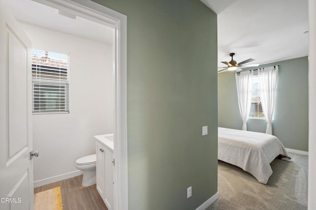 1979 Tangelo Way, Santa Paula, CA 93060 - bathroom featuring vanity, ceiling fan, and wood finished floors