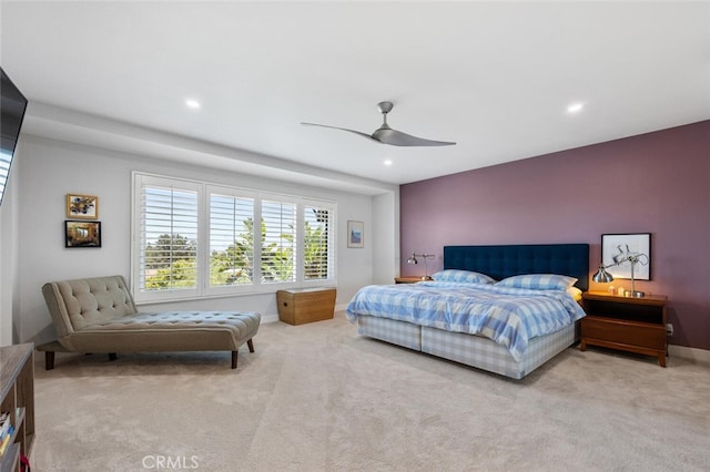 1579 Via Parque, Thousand Oaks, CA 91360 - bedroom with carpet flooring, recessed lighting, and ceiling fan