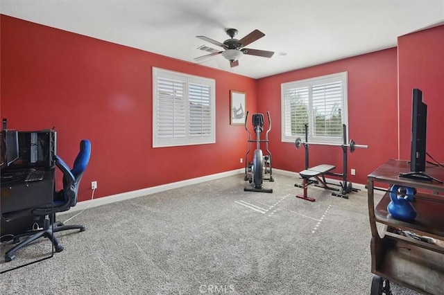 29160 Harmony Way, Saugus, CA 91390 - exercise room featuring ceiling fan and carpet floors