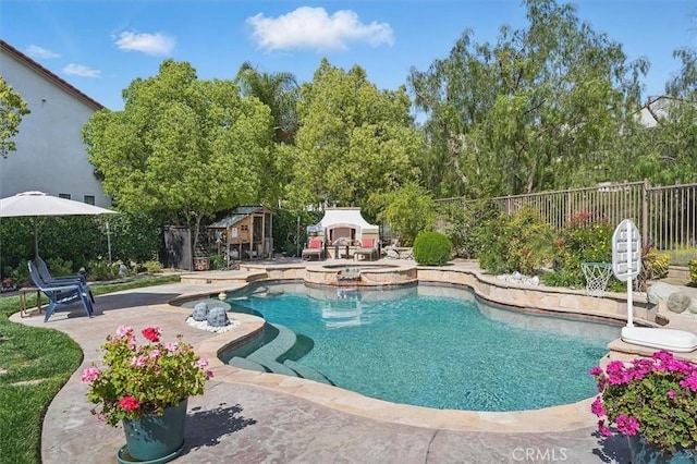 29160 Harmony Way, Saugus, CA 91390 - view of pool featuring a patio and a pool with connected hot tub