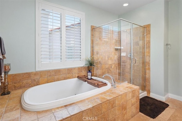 29160 Harmony Way, Saugus, CA 91390 - bathroom with a bath, a shower stall, and recessed lighting