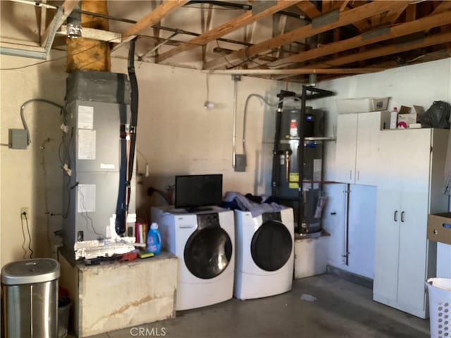 13489 Buggy Whip Ct, Victorville, CA 92392 - laundry area featuring separate washer and dryer and water heater