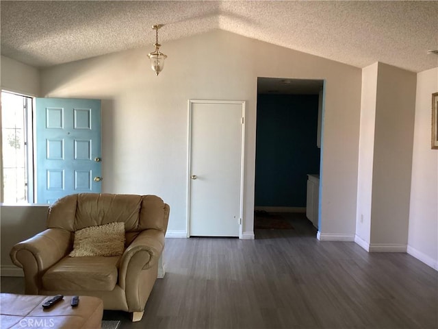 13489 Buggy Whip Ct, Victorville, CA 92392 - living room featuring wood finished floors, lofted ceiling, and a textured ceiling
