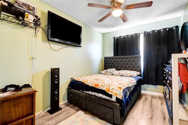 20290 E Arrow Unit C, Covina, CA 91724 - bedroom with light wood-type flooring, a textured ceiling, and ceiling fan