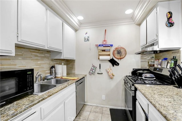 20290 E Arrow Unit C, Covina, CA 91724 - kitchen with appliances with stainless steel finishes, ornamental molding, light tile patterned floors, and white cabinets