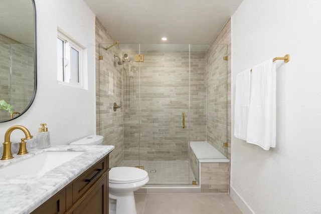 7284 W Point Ave, La Mesa, CA 91942 - full bathroom featuring vanity, a stall shower, and tile patterned flooring