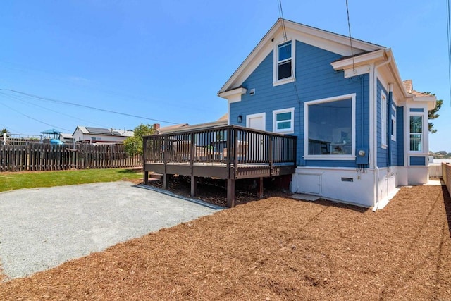 7284 W Point Ave, La Mesa, CA 91942 - rear view of property featuring a deck, crawl space, and a patio area
