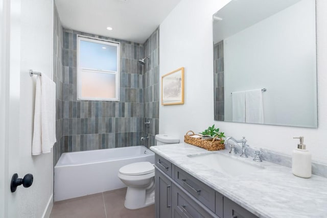 7284 W Point Ave, La Mesa, CA 91942 - bathroom with vanity, tile patterned flooring, and washtub / shower combination