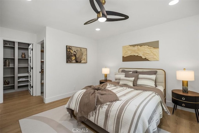 3253 San Amadeo Unit P, Laguna Woods, CA 92637 - bedroom featuring wood finished floors, recessed lighting, and ceiling fan