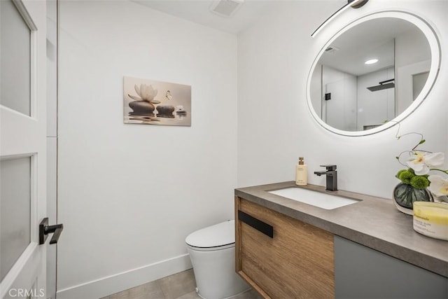3253 San Amadeo Unit P, Laguna Woods, CA 92637 - bathroom with vanity, tile patterned floors, and a shower