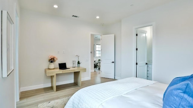 17413 Siena Ln, Fountain Valley, CA 92708 - bedroom featuring light wood-style flooring, recessed lighting, and a desk