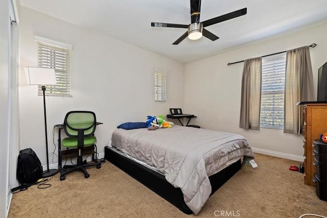 10349 Cooks Dr Unit 2, Rancho Cucamonga, CA 91730 - bedroom with carpet floors, multiple windows, and a ceiling fan