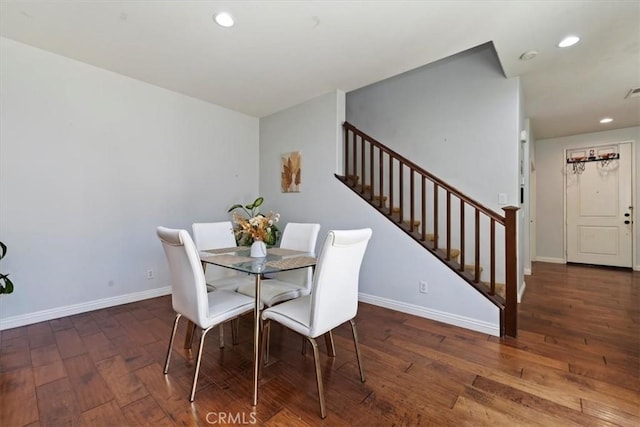 10349 Cooks Dr Unit 2, Rancho Cucamonga, CA 91730 - dining space with stairway, recessed lighting, and hardwood / wood-style floors