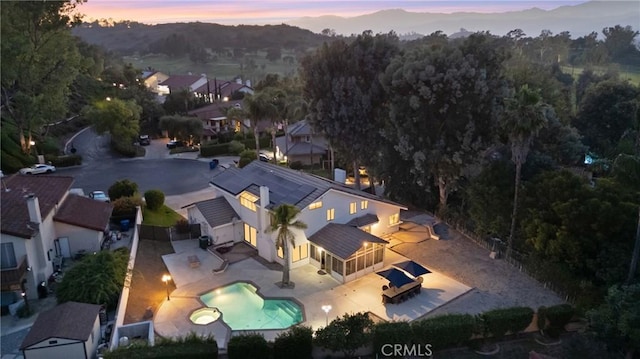 1549 Hillcrest Dr, Pomona, CA 91768 - aerial view of property and surrounding area featuring a pool