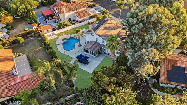1549 Hillcrest Dr, Pomona, CA 91768 - view from above of property with a pool