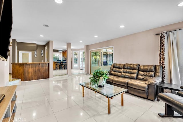 1549 Hillcrest Dr, Pomona, CA 91768 - living room featuring light tile patterned floors and recessed lighting