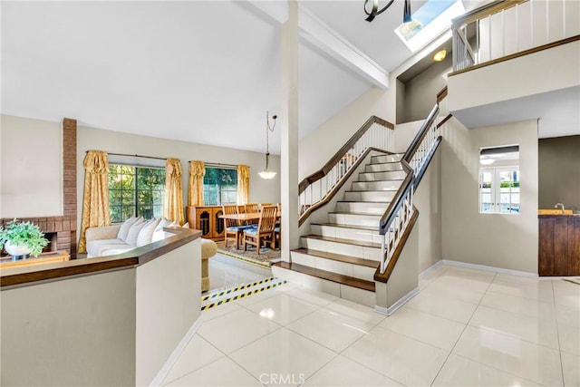 1549 Hillcrest Dr, Pomona, CA 91768 - staircase featuring tile patterned flooring and baseboards