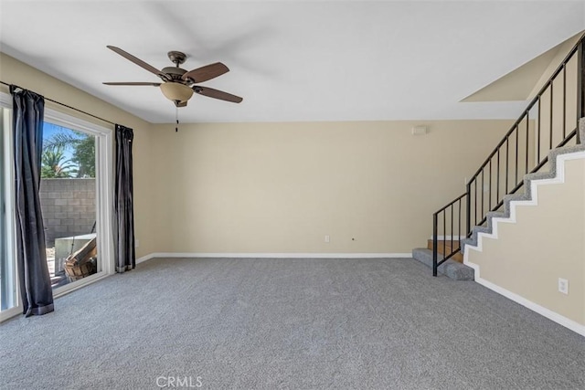 675 S College Ave, Claremont, CA 91711 - carpeted empty room featuring a ceiling fan and stairway