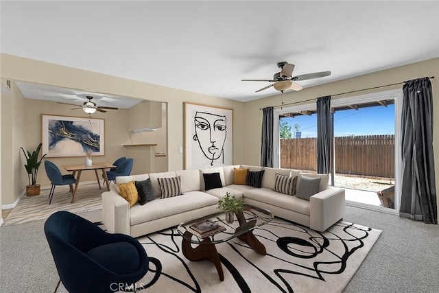 675 S College Ave, Claremont, CA 91711 - living area featuring light colored carpet and ceiling fan