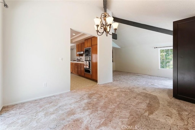 6157 Hillary Ct, Riverside, CA 92506 - unfurnished living room with a chandelier and light carpet
