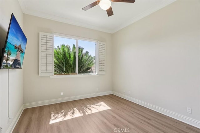 16860 Rayen St, Northridge, CA 91343 - spare room with wood finished floors, ceiling fan, and crown molding