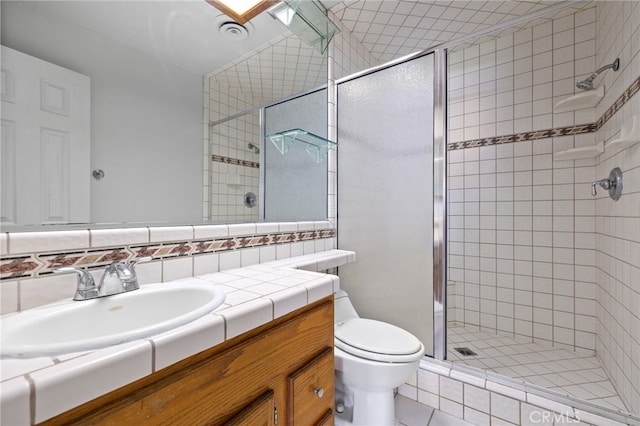 921 Christian Ave, Bakersfield, CA 93314 - full bathroom with a shower stall, vanity, and tile patterned floors