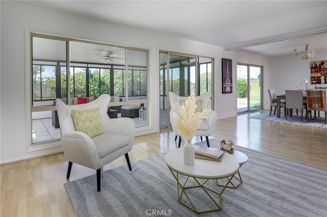 4931 Saint Andrews Ave, Buena Park, CA 90621 - living room featuring wood finished floors and ceiling fan