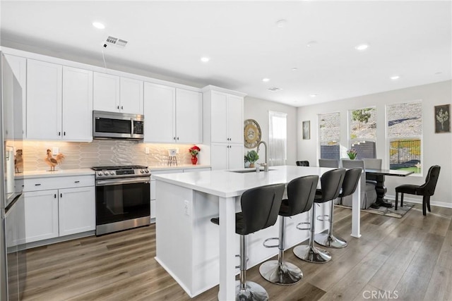 28709 Wildflower, Castaic, CA 91384 - kitchen with appliances with stainless steel finishes, recessed lighting, light countertops, and light wood-style floors
