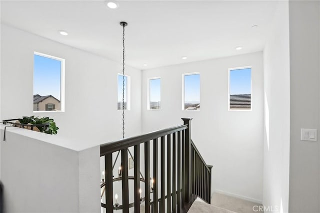 28709 Wildflower, Castaic, CA 91384 - staircase with healthy amount of natural light, carpet flooring, and recessed lighting