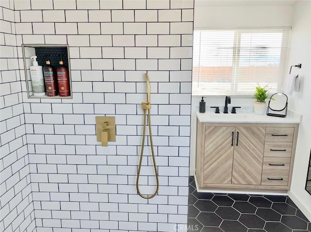 3191 Pearl Springs Ave Unit 29, Palms, CA 92277 - full bath with tiled shower and tile patterned floors